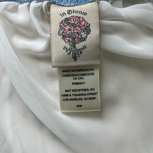 In Bloom by Jonquil Nightgown Chemise Sz M Sheer Blue Floral Boudoir Coquette - Picture 9 of 12